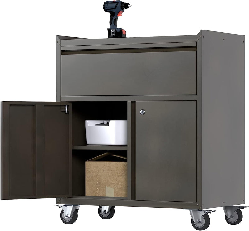 Metal Storage Cabinet with 2 Doors and 1