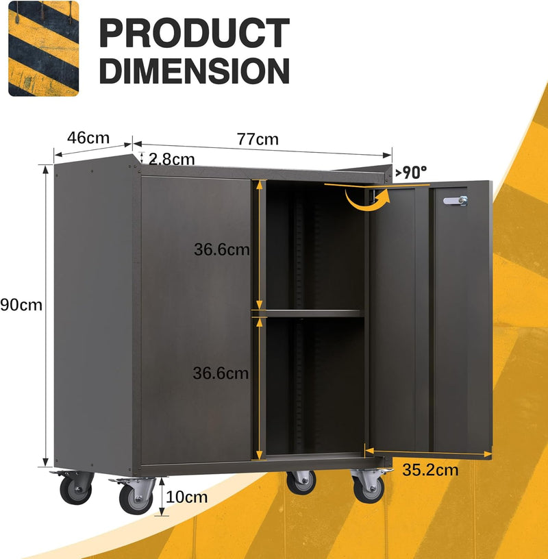 Metal Storage Cabinet with 2 Doors and 1