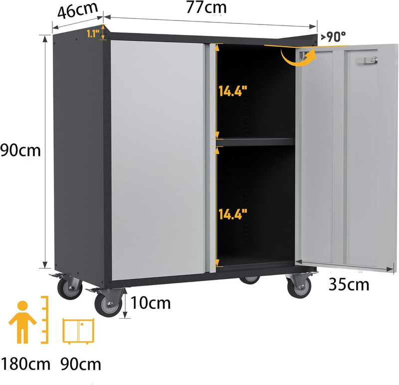 Metal Storage Cabinet with 2 Doors and 1