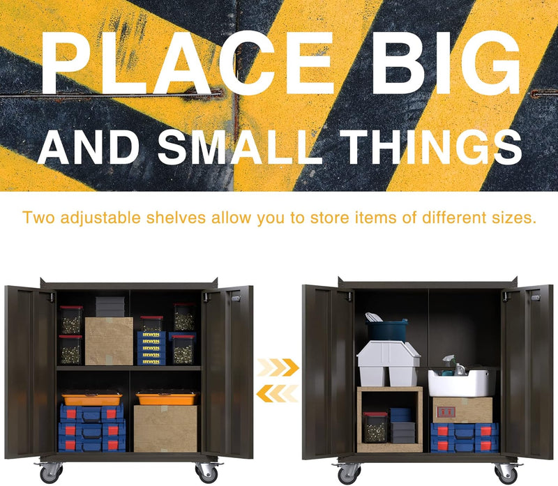 Metal Storage Cabinet with 2 Doors and 1