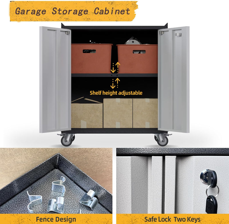 Metal Storage Cabinet with 2 Doors and 1