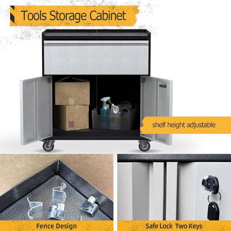 Metal Storage Cabinet with 2 Doors and 1