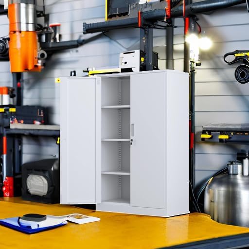 Metal Storage Cabinet with Locking Doors and 2