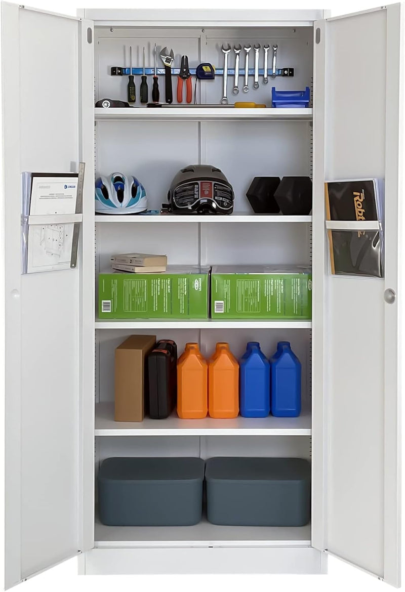 Metal Storage Cabinet with Locking Doors and 2