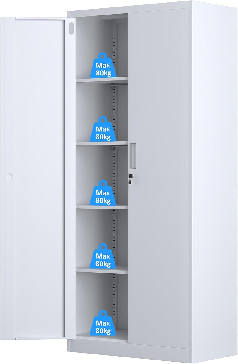 Metal Storage Cabinet with Locking Doors and 2