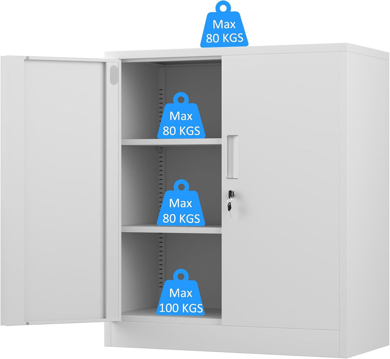 Metal Storage Cabinet with Locking Doors and 2