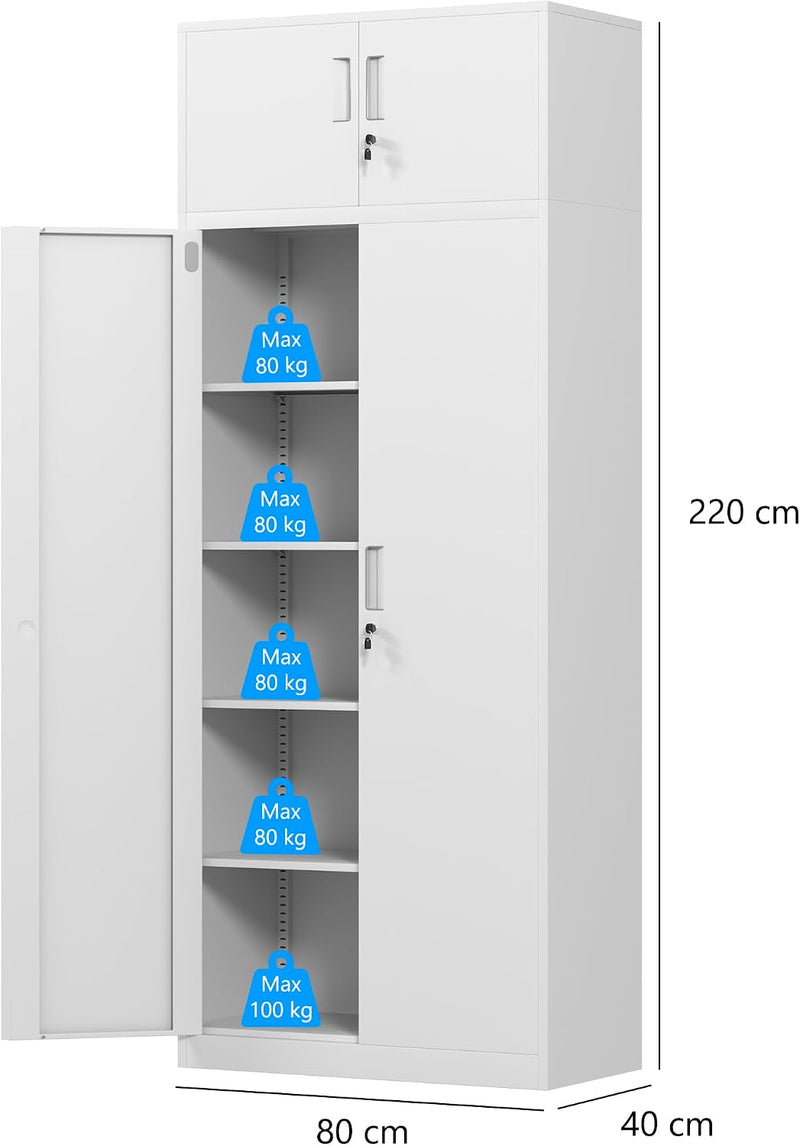 Metal Storage Cabinet with Locking Doors and 2