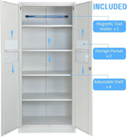 Metal Storage Cabinet with Locking Doors and 2