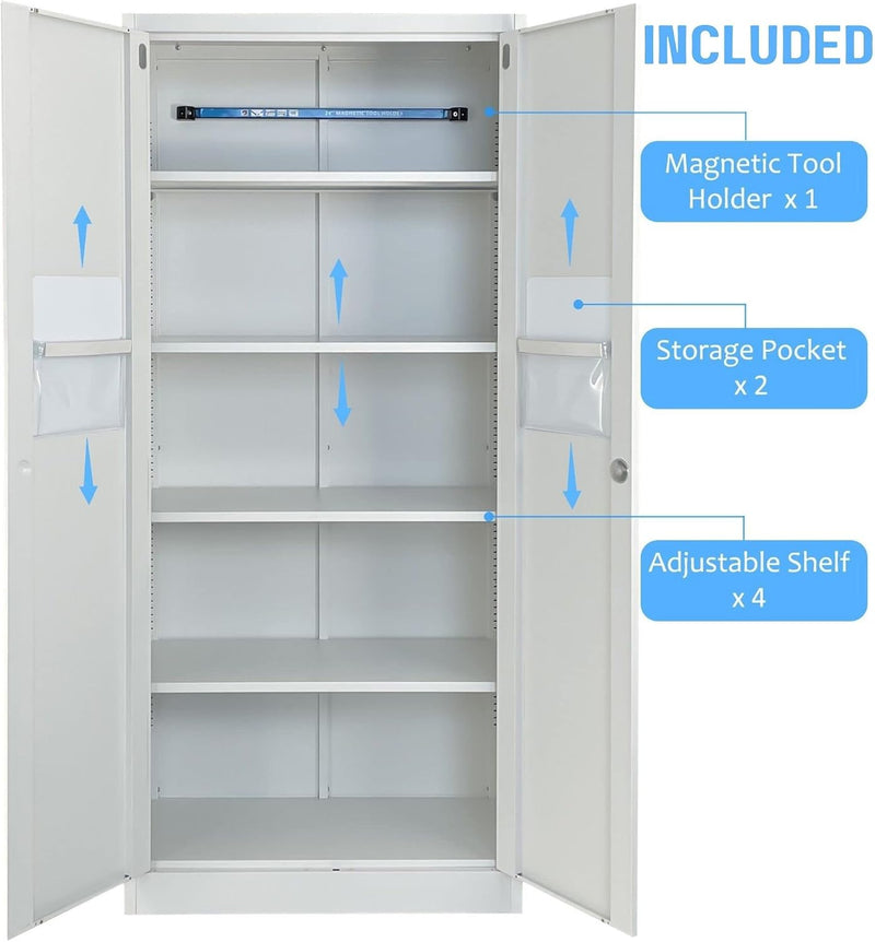 Metal Storage Cabinet with Locking Doors and 2