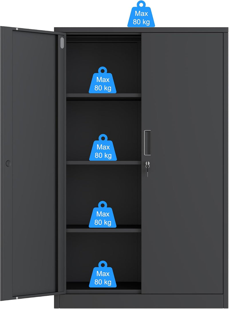 Metal Storage Cabinet with Locking Doors and 2