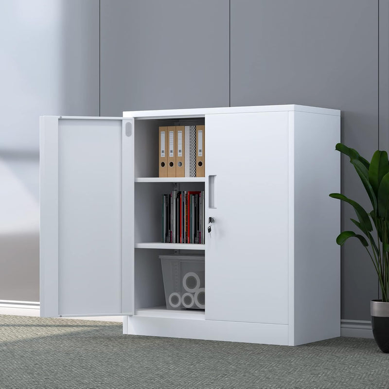 Metal Storage Cabinet with Locking Doors and 2