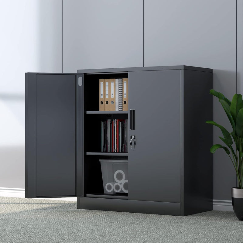Metal Storage Cabinet with Locking Doors and 2