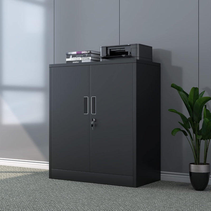 Metal Storage Cabinet with Locking Doors and 2