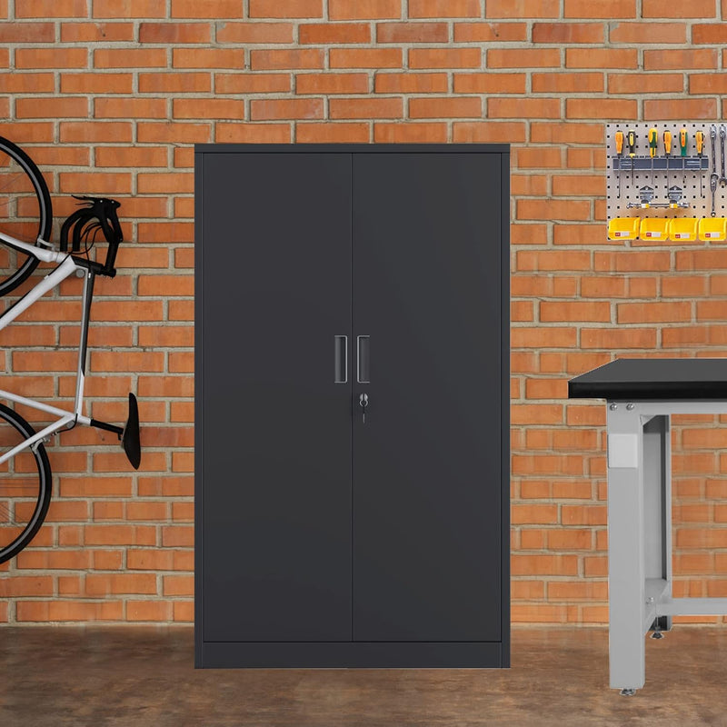 Metal Storage Cabinet with Locking Doors and 2