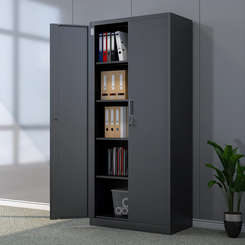 Metal Storage Cabinet with Locking Doors and 2