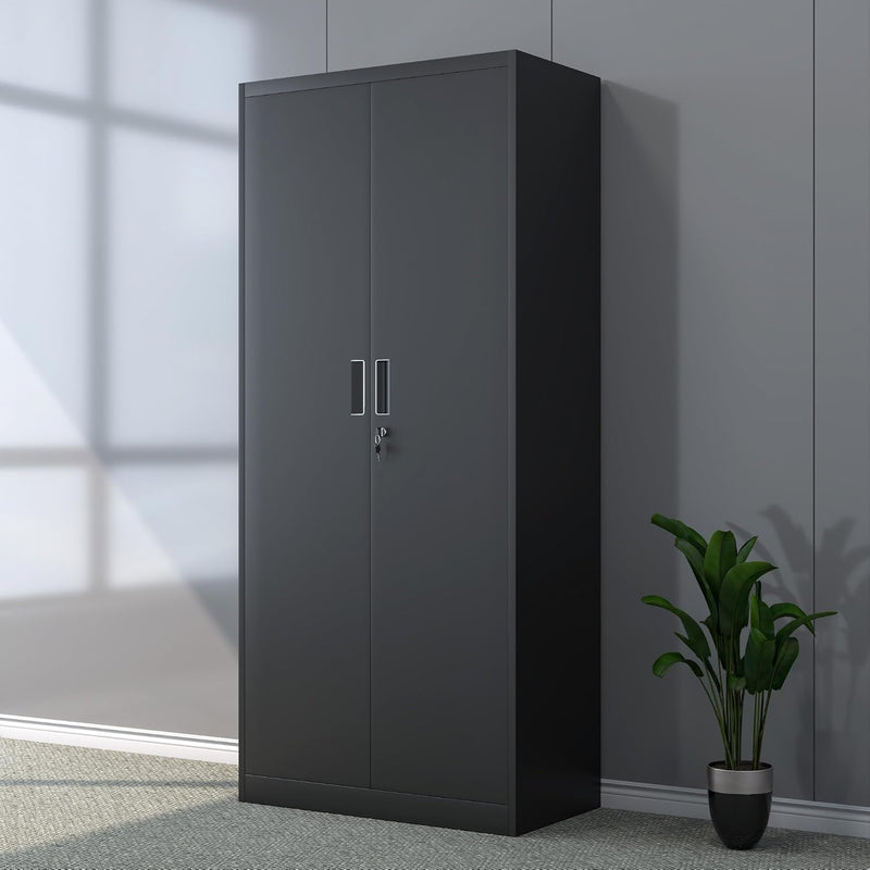 Metal Storage Cabinet with Locking Doors and 2