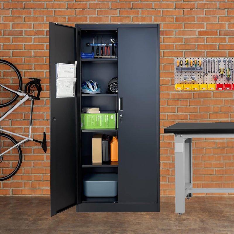 Metal Storage Cabinet with Locking Doors and 2