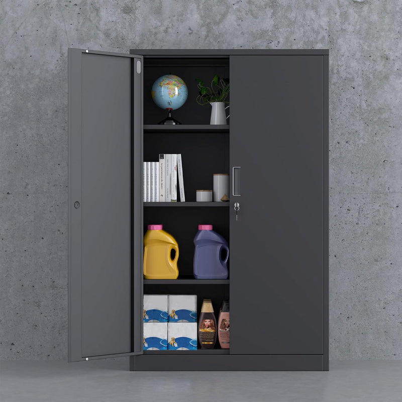 Metal Storage Cabinet with Locking Doors and 2