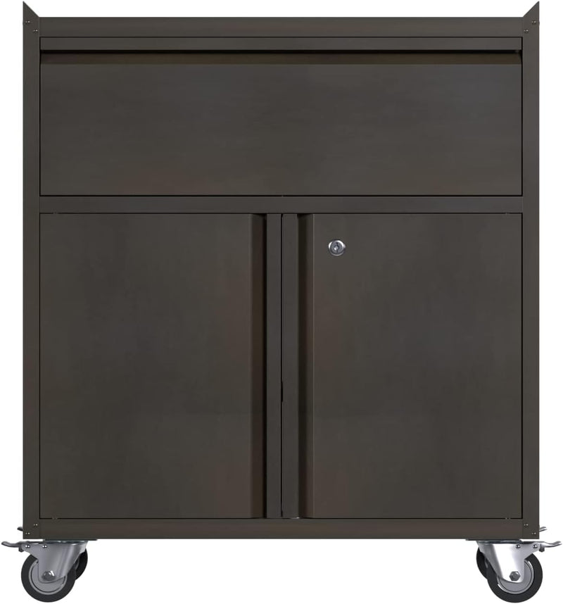 Metal Storage Cabinet with Wheels Rolling 2 Doors