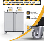 Metal Storage Cabinet with Wheels Rolling 2 Doors