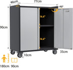Metal Storage Cabinet with Wheels Rolling 2 Doors