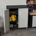 Metal Storage Cabinet with Wheels Rolling 2 Doors