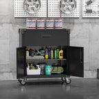 Metal Storage Cabinet with Wheels Rolling 2 Doors