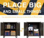Metal Storage Cabinet with Wheels Rolling 2 Doors