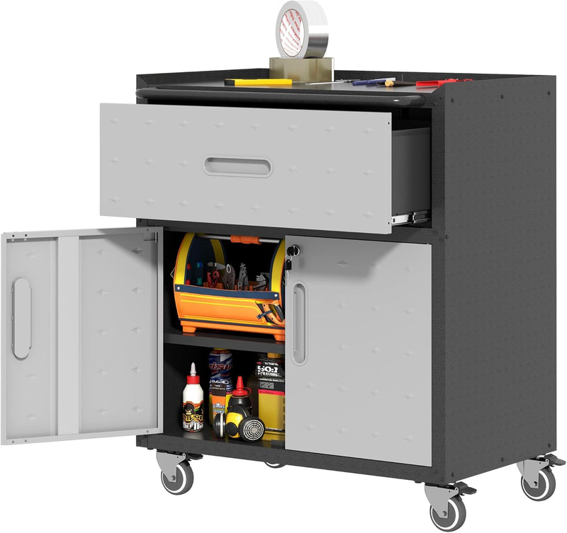 Metal Storage Cabinet with Wheels Rolling Tool Garage