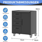 Metal Storage Cabinet with Wheels Rolling Tool Garage