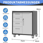 Metal Storage Cabinet with Wheels Rolling Tool Garage