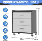 Metal Storage Cabinet with Wheels Rolling Tool Garage
