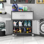 Metal Storage Cabinet with Wheels Rolling Tool Garage