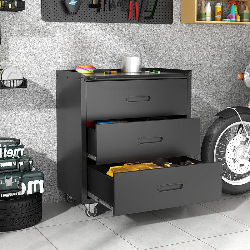 Metal Storage Cabinet with Wheels Rolling Tool Garage