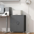 Metal Storage Cupboard with Wheels Tool Garage Cabinet