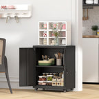 Metal Storage Cupboard with Wheels Tool Garage Cabinet