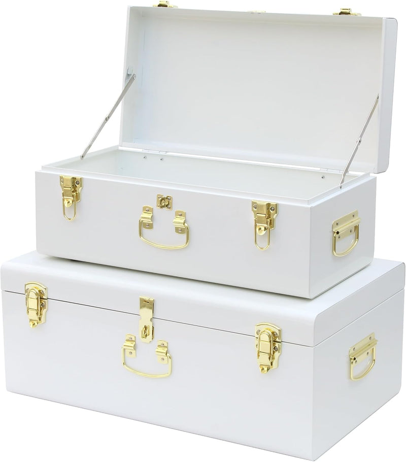 Metal Storage Trunk with Lockable Lid Handles 52.1