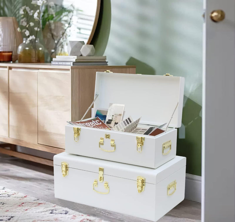 Metal Storage Trunk with Lockable Lid Handles 52.1