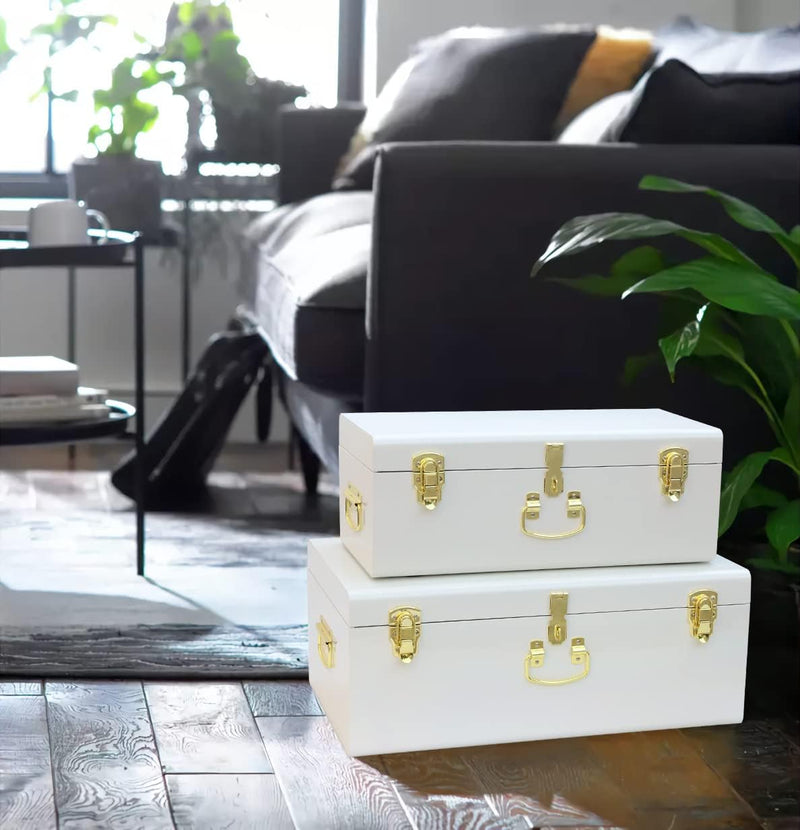 Metal Storage Trunk with Lockable Lid Handles 52.1