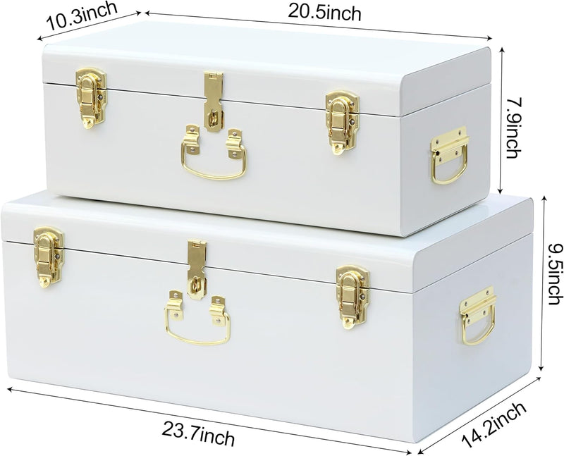 Metal Storage Trunk with Lockable Lid Handles 52.1