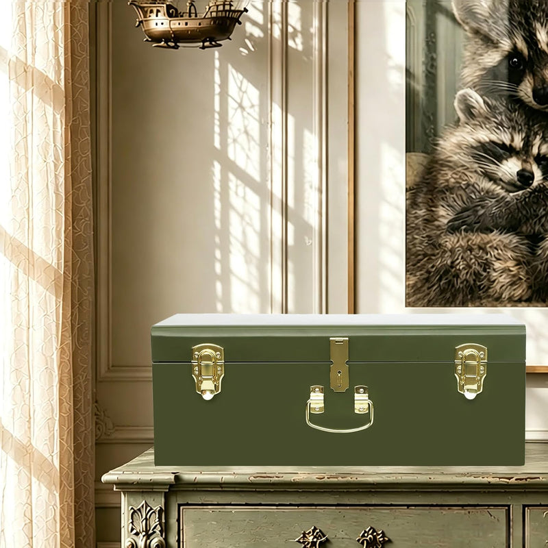 Metal Storage Trunk with Lockable Lid Handles 52.1