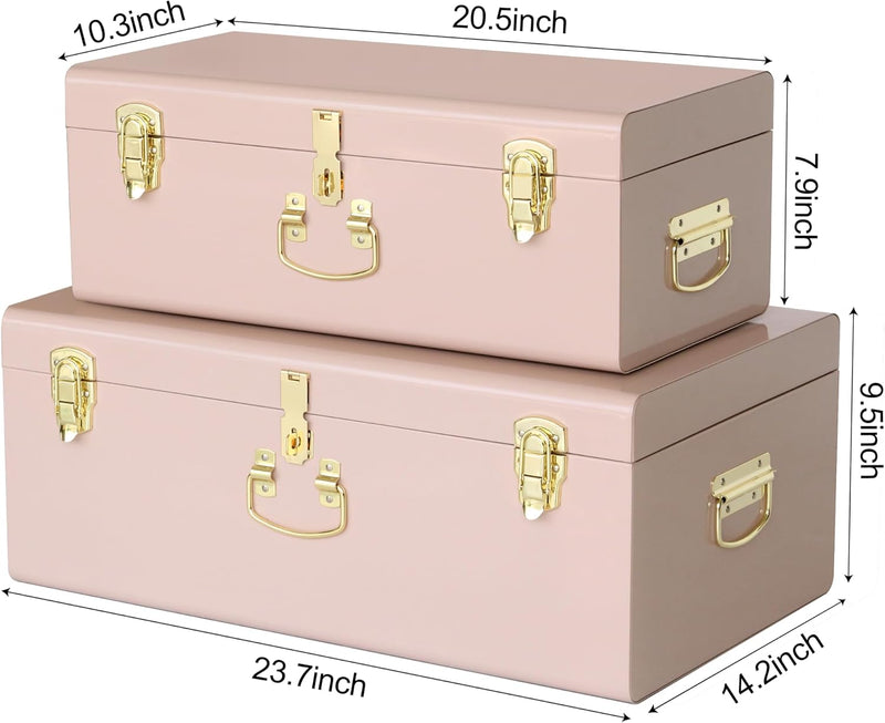 Metal Storage Trunk with Lockable Lid Handles 52.1