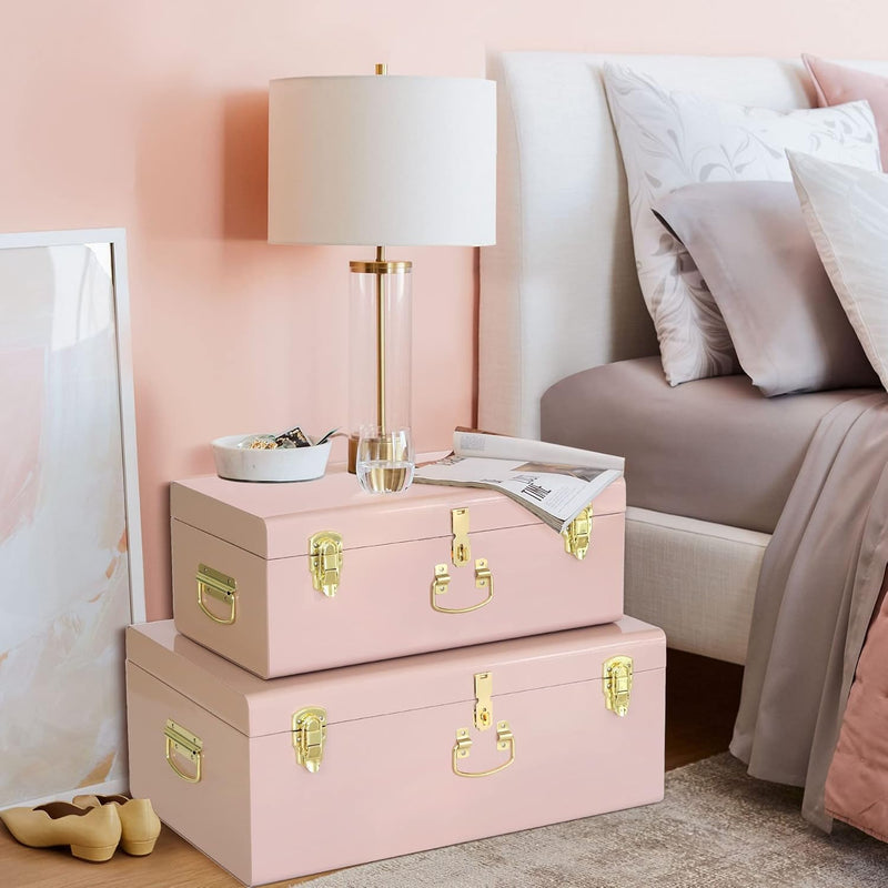 Metal Storage Trunk with Lockable Lid Handles 52.1