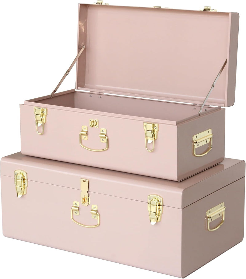 Metal Storage Trunk with Lockable Lid Handles 52.1