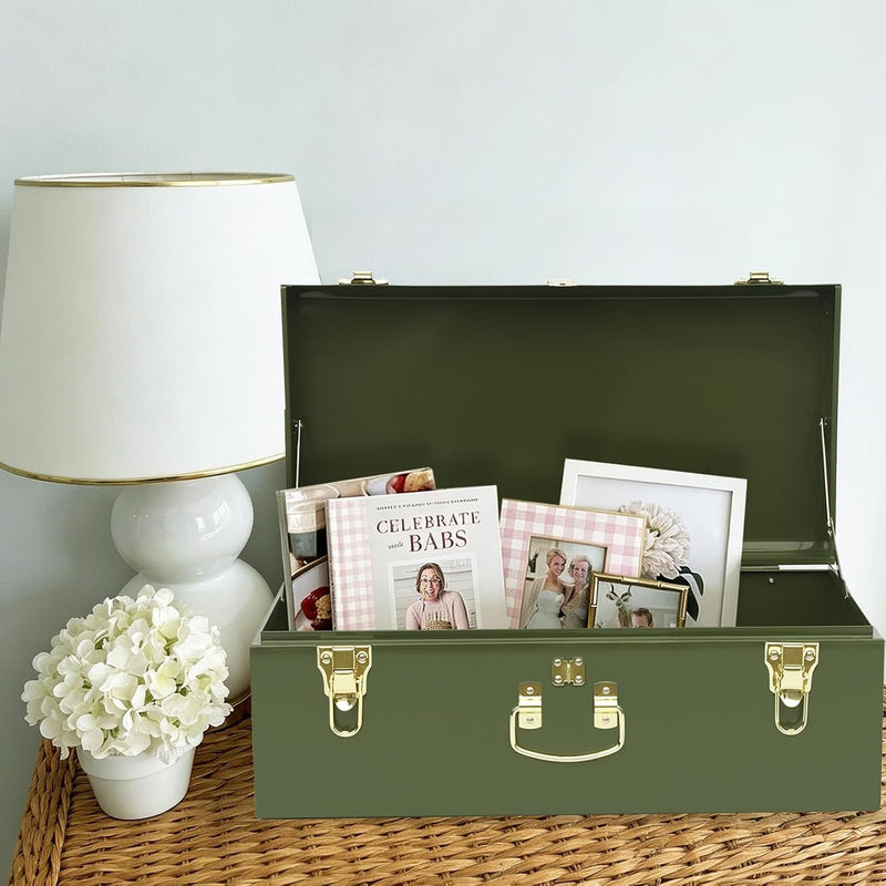 Metal Storage Trunk with Lockable Lid Handles 52.1