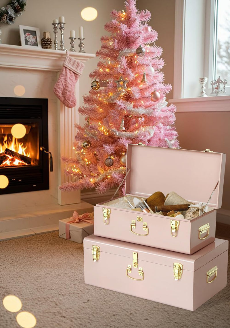 Metal Storage Trunk with Lockable Lid Handles 52.1