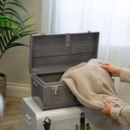 Metal Storage Trunks Lockable Chests with Stackable Design (Set of 3)