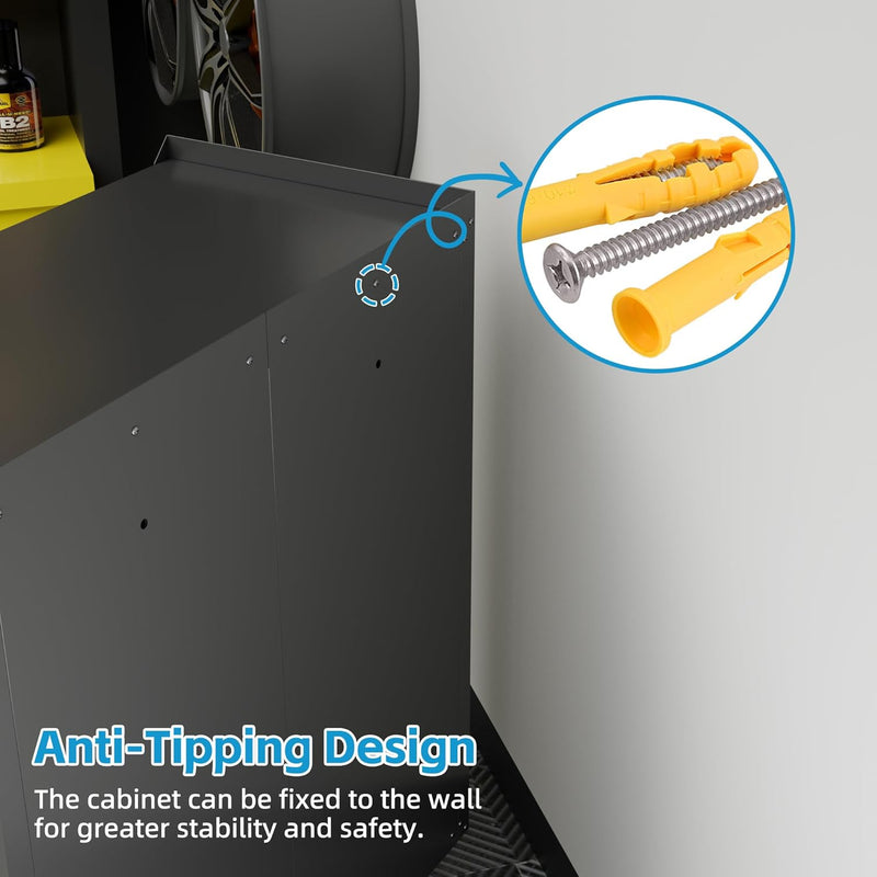 Metal Tool Cabinet with Wheels Pegboard 87x66x35CM Locking