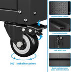 Metal Tool Cabinet with Wheels Pegboard 87x66x35CM Locking