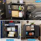 Metal Tool Cabinet with Wheels Pegboard 87x66x35CM Locking